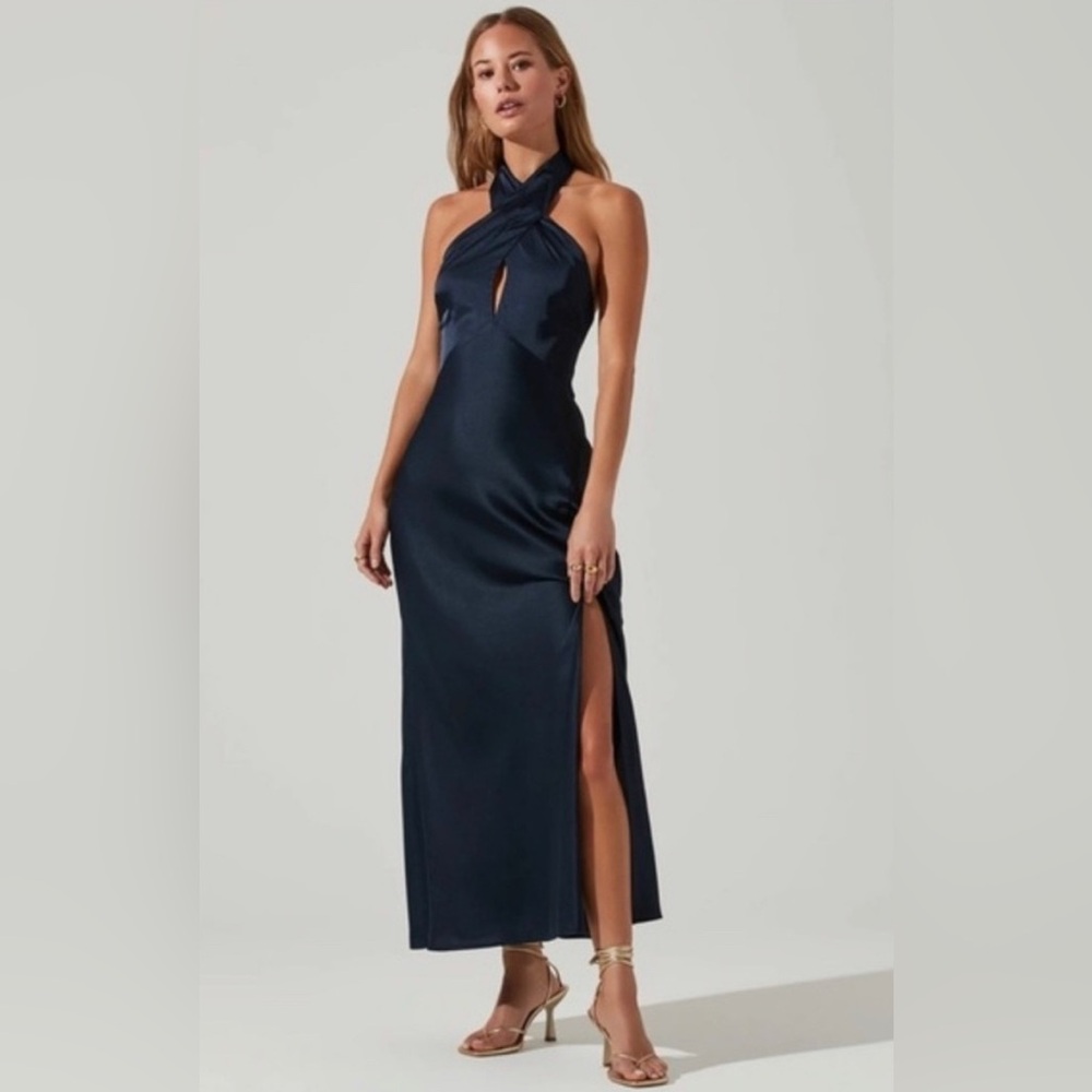 Astr The Label Halter Midi Gown with Slit